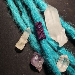 Dreadlock Bead Handmade Blue Red Zigzag Seed Bead Hair Jewelry Peyote Loc Charm